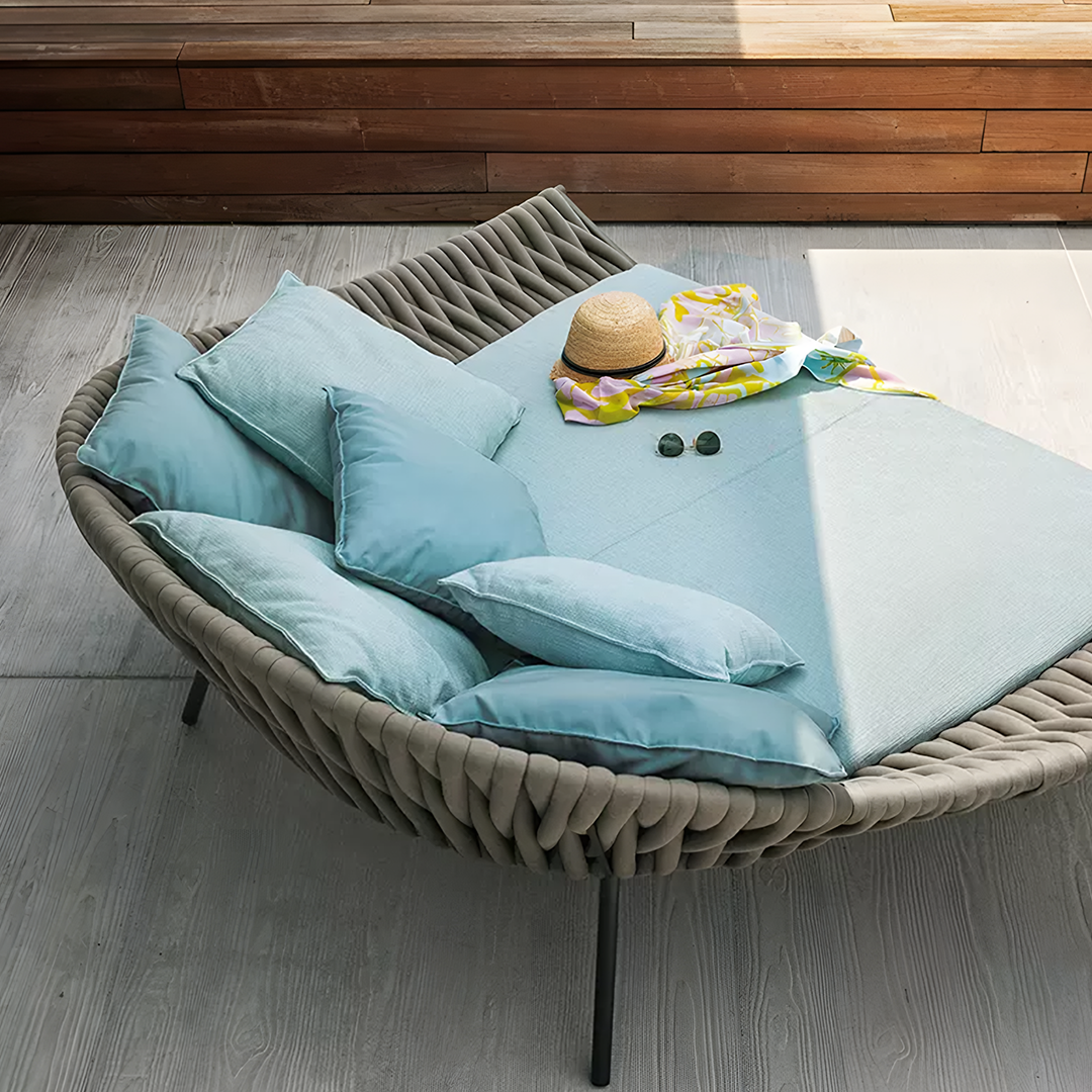 Neptune Outdoor Garden Sofa, Textilene Rope Woven Outdoor Couch Sofa