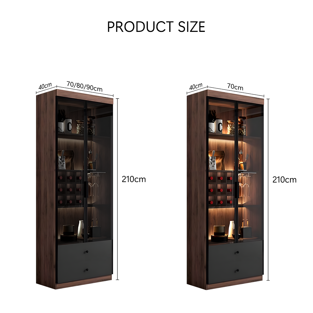 Silen Cocktail Drinks Cabinet, Drink Cabinet, Wine Cabinet, Wood & Glass