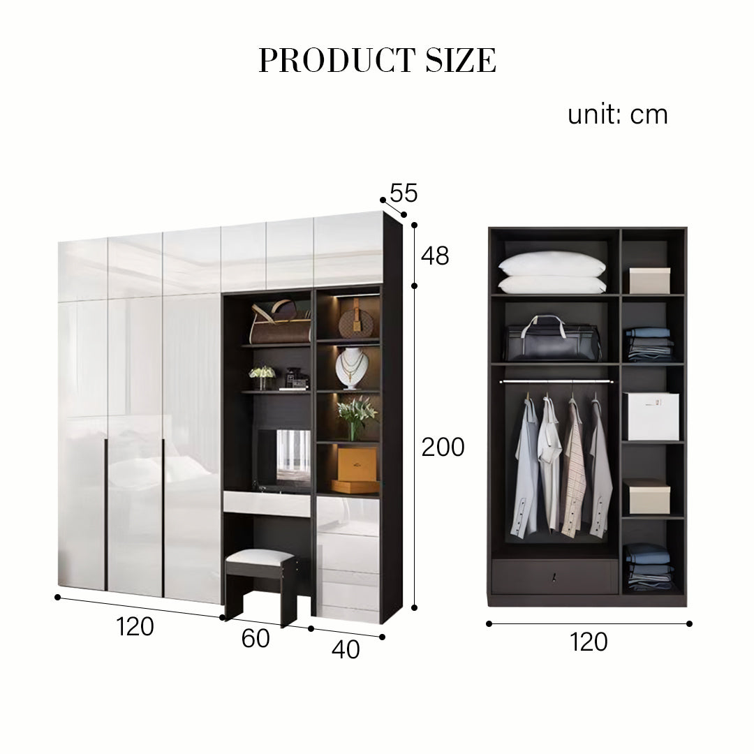 Nascimento Corner Wardrobe, Tall Wardrobe, L Shape Wardrobe With Dressing Table