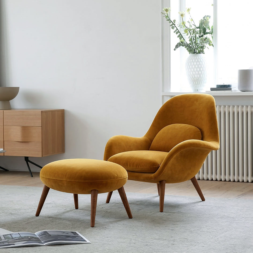 Fredericia Swoon Armchair And Footstool, Velvet