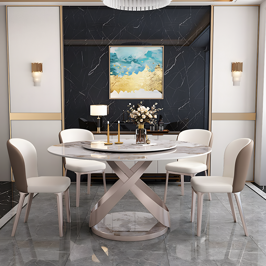Androme Round Dining Table & Chairs, With Rotatable Tray