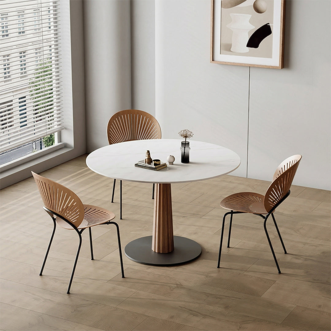 Anderson Small Round Dining Table, Sintered Stone & Solid Wood