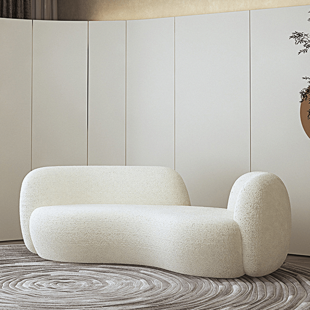 Elara Modern Curved Two Seater, Three Seater Sofa, Boucle