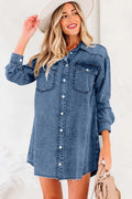 Raw Hem Oversized Denim Shirt Dress Women UK