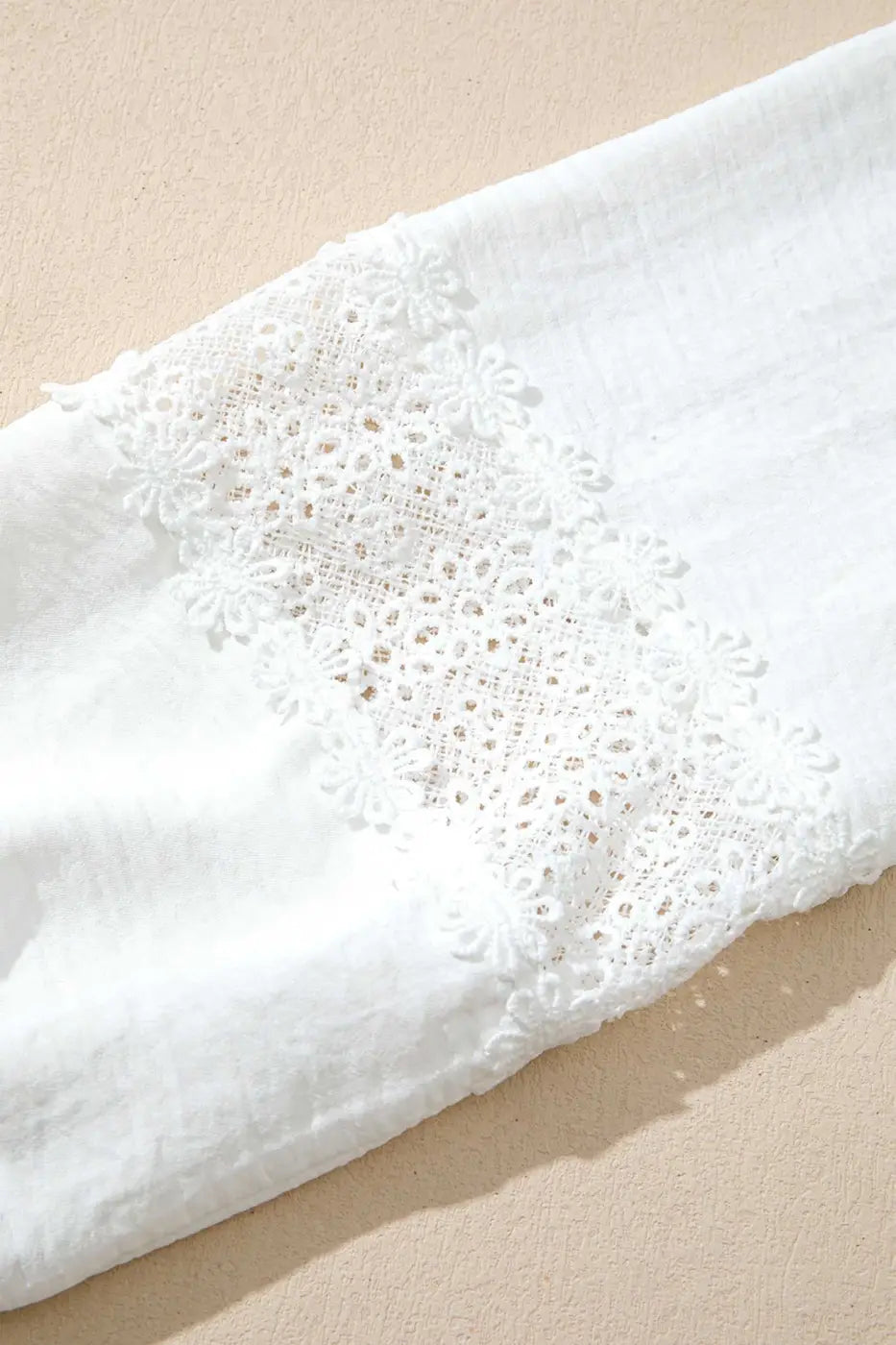 White Guipure Lace Frill Sleeve Blouse Women UK | Elegant
