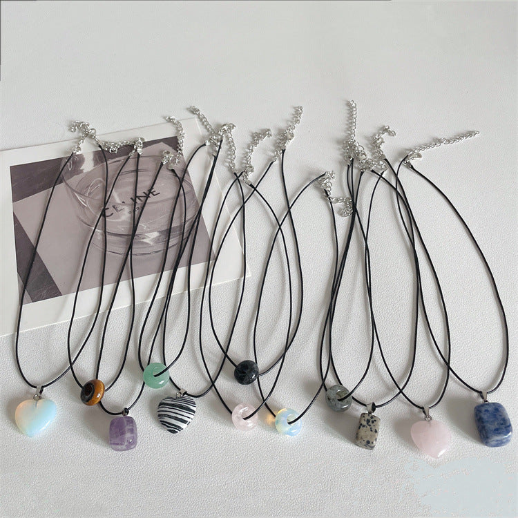 South Korea Ins Style Jade Square Peach Heart Necklace