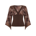 American-style Retro Floral-print V-neck Cinched-top