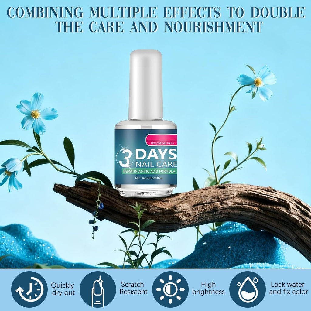 2Pacs 3 Days Nail Care – Keratin Amino Acid Formula for Hydrated, Strong Nails (16ml)