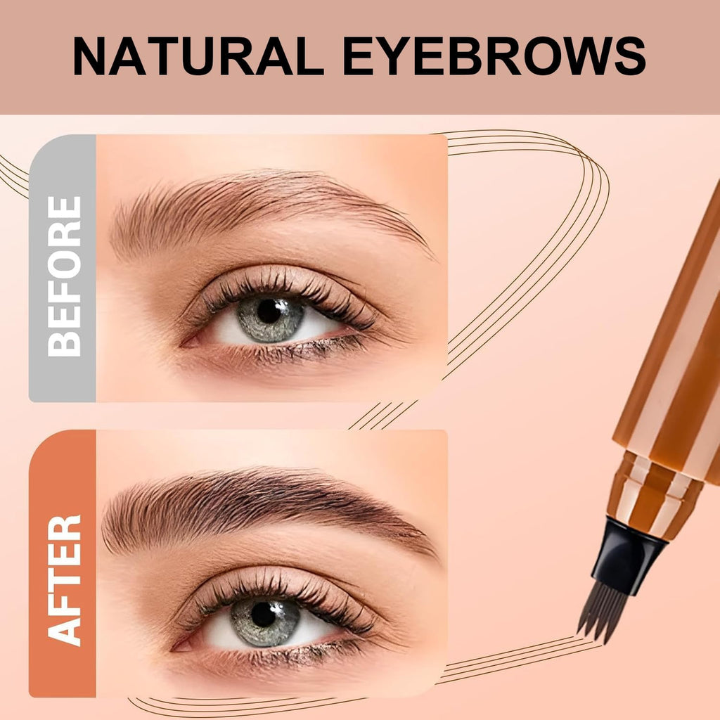 2PC Microblading Eyebrow Pencil for Women - 2026 Waterproof 4-Tip Micro-Fork for Natural-Looking Brows