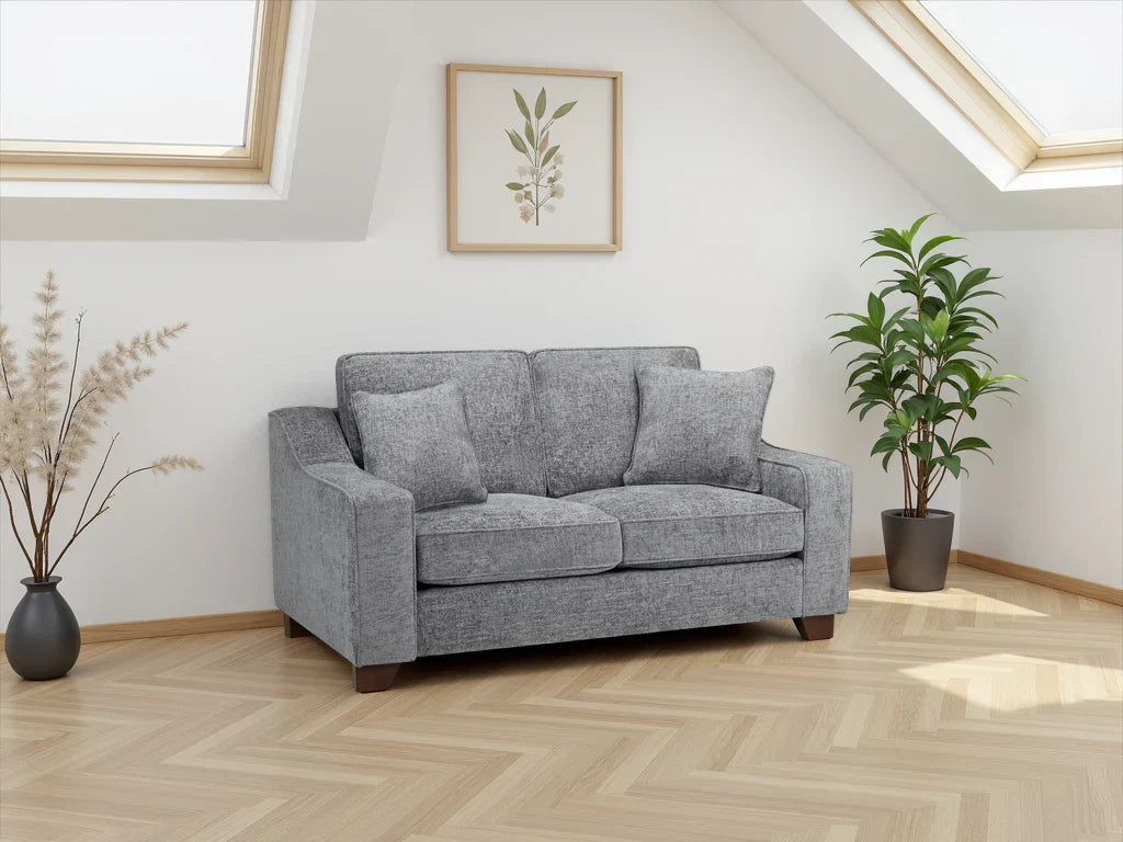 Nebraska 2-Seater Sofa: Plush Fabric, Removable Cushions, Sturdy Wooden Feet