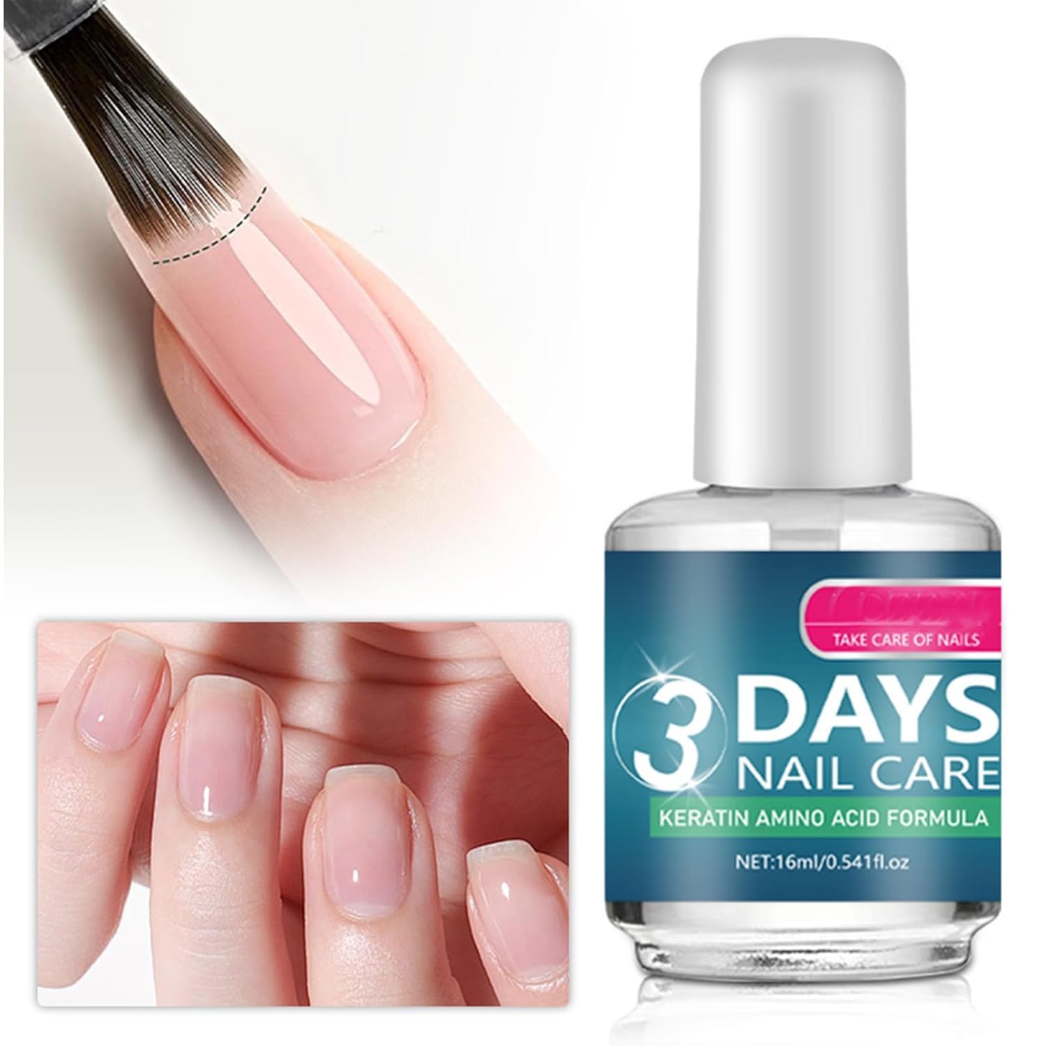 3 Days Nail Care: Keratin & Amino Acid Oil for Dry, Weak Nails (2x16ml)