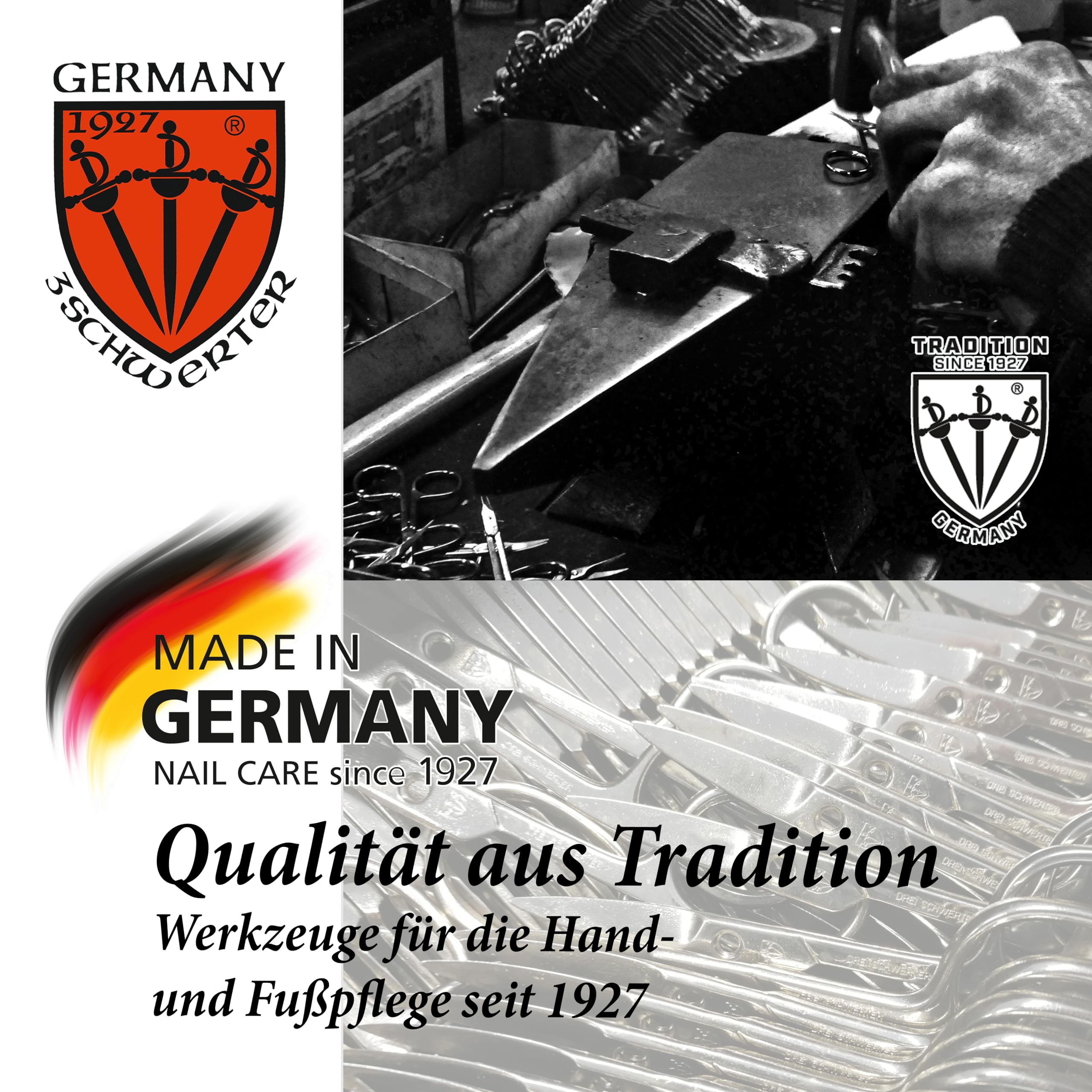 3 Swords Germany - 8-Piece Manicure & Pedicure Kit in Black Synthetic Leather Case - Made in Germany