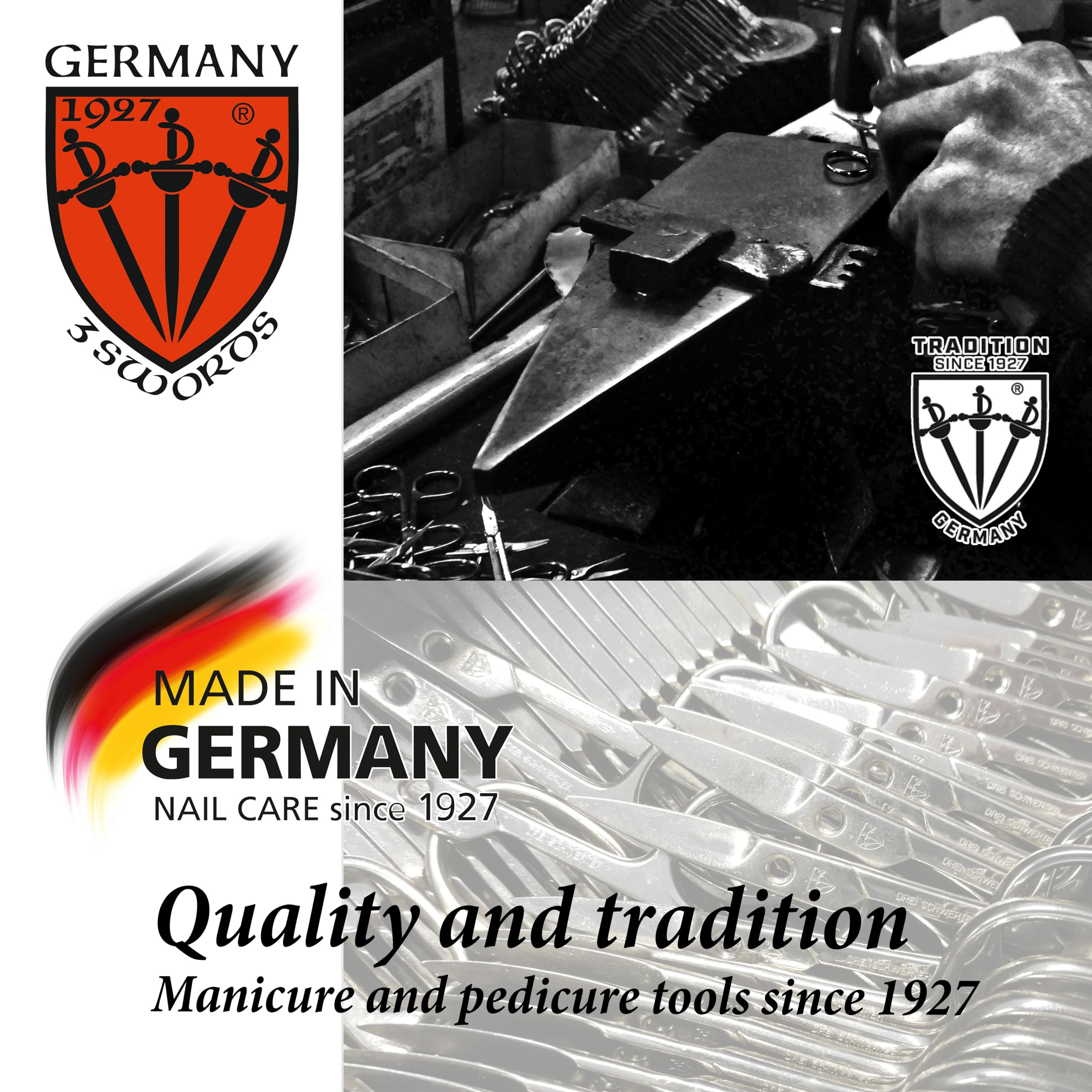 3 Swords Germany – 12-Piece Manicure & Pedicure Kit in Red Leather Case | Made in Germany