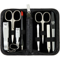 3 Swords Germany – 8-Piece Manicure & Pedicure Kit in Ostrich Black Synthetic Leather Case | Made in Germany