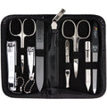 3 Swords Germany - 8-Piece Manicure & Pedicure Kit in Black Synthetic Leather Case - Made in Germany