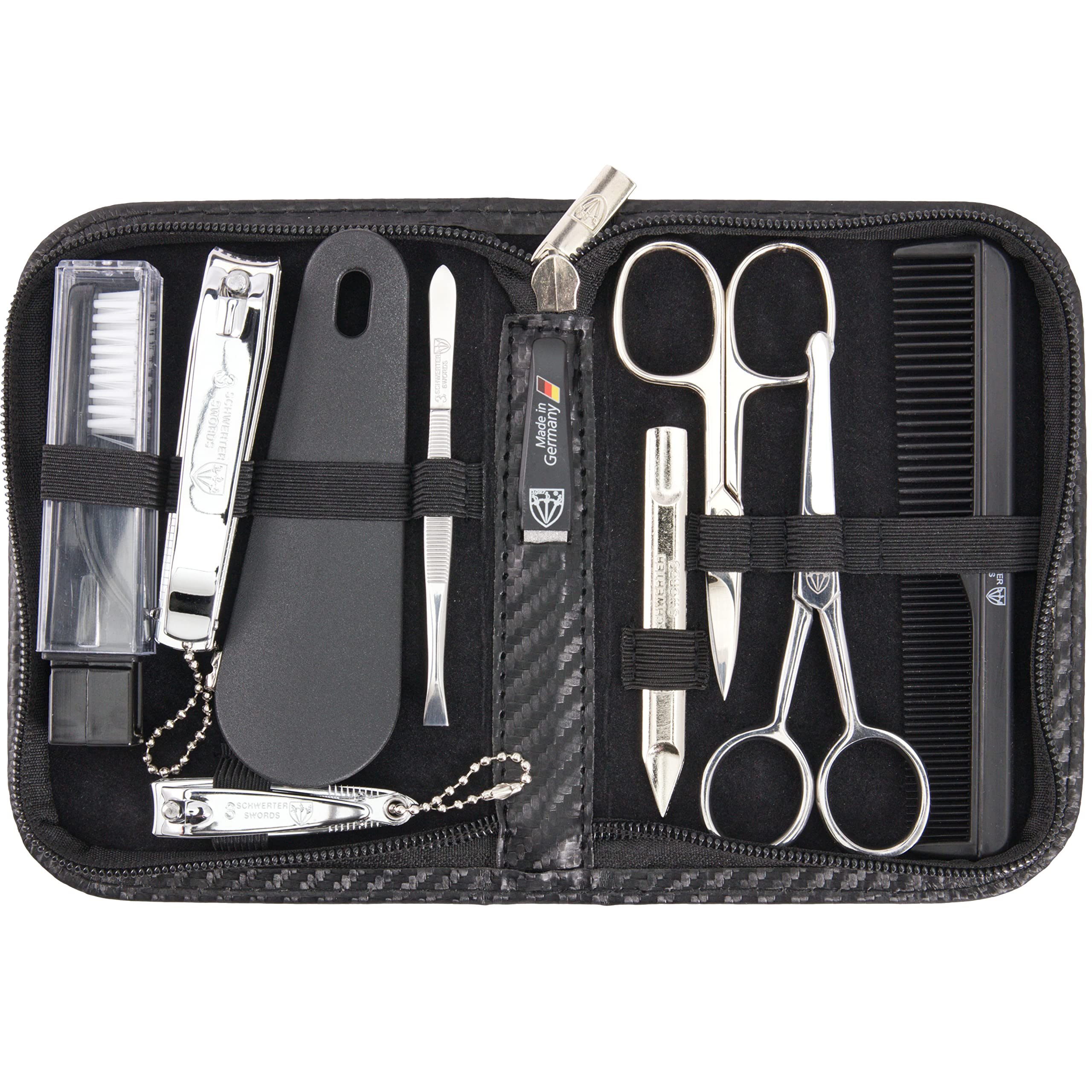 3 Swords Germany - 10-Piece Manicure Pedicure Kit in Leather Case | Premium German Craft