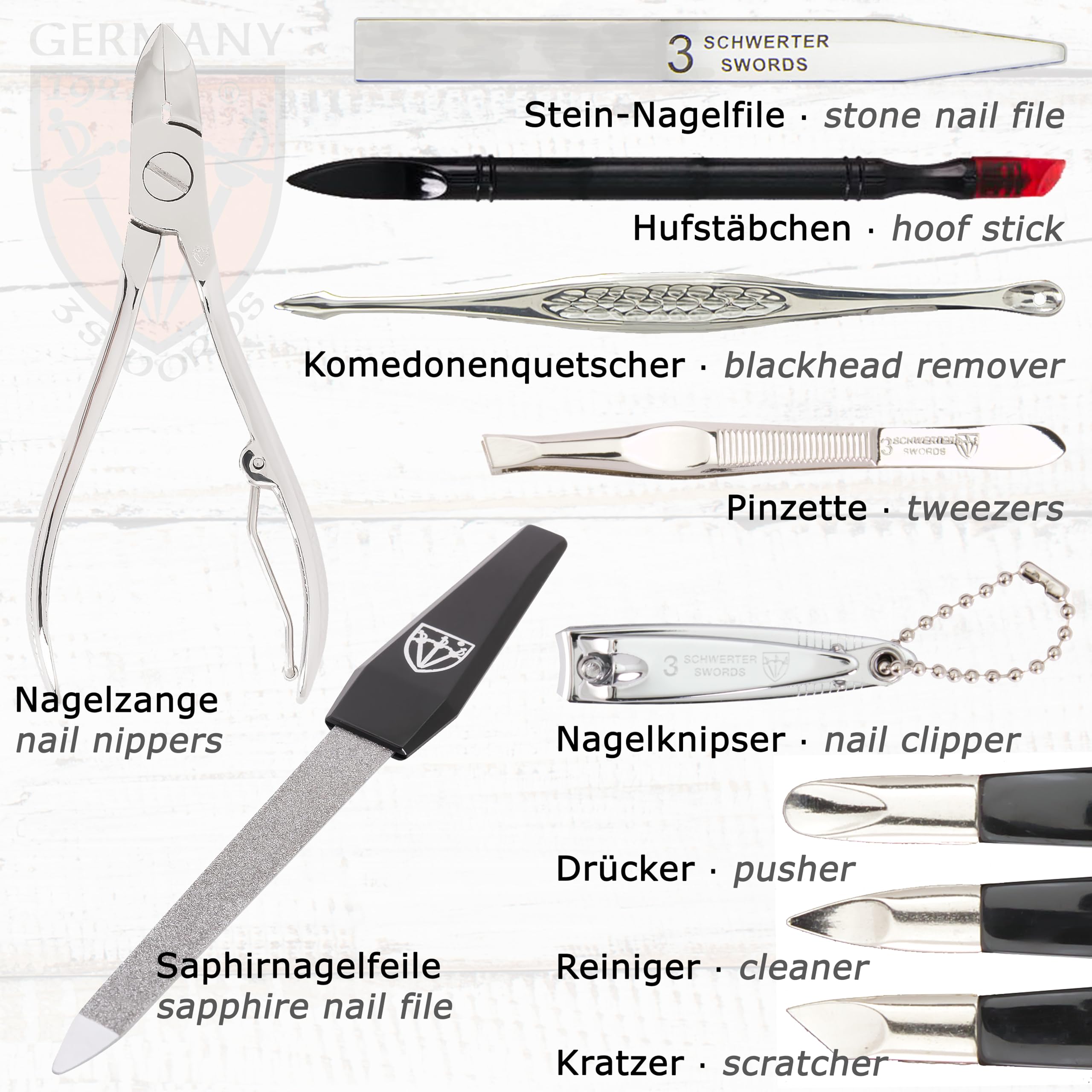 3 Swords Germany – Manicure Pedicure Set Kit (009) | Premium Nail Care Tools