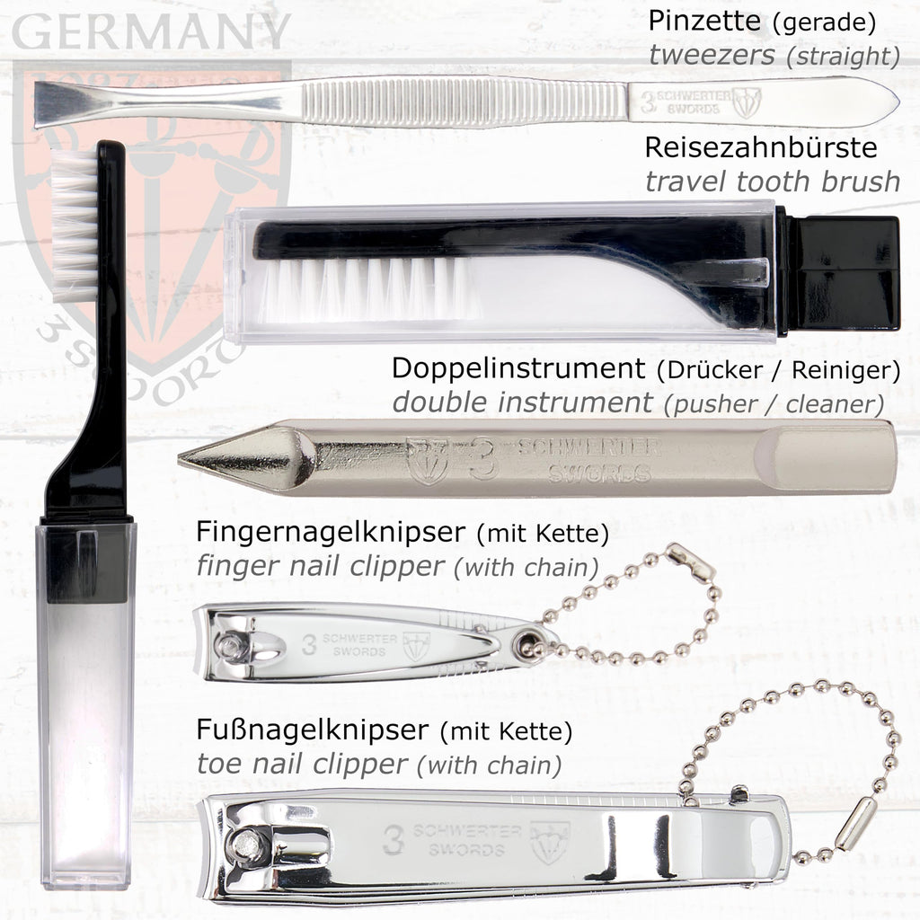3 Swords Germany - 10-Piece Manicure Pedicure Kit in Leather Case | Premium German Craft