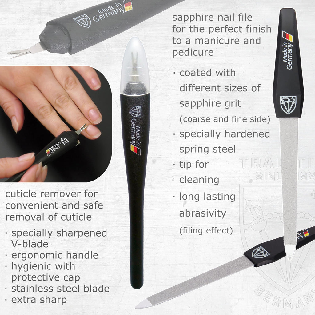 3 Swords Germany – 11-Piece Manicure & Pedicure Kit in Leather Case | German Craftsmanship