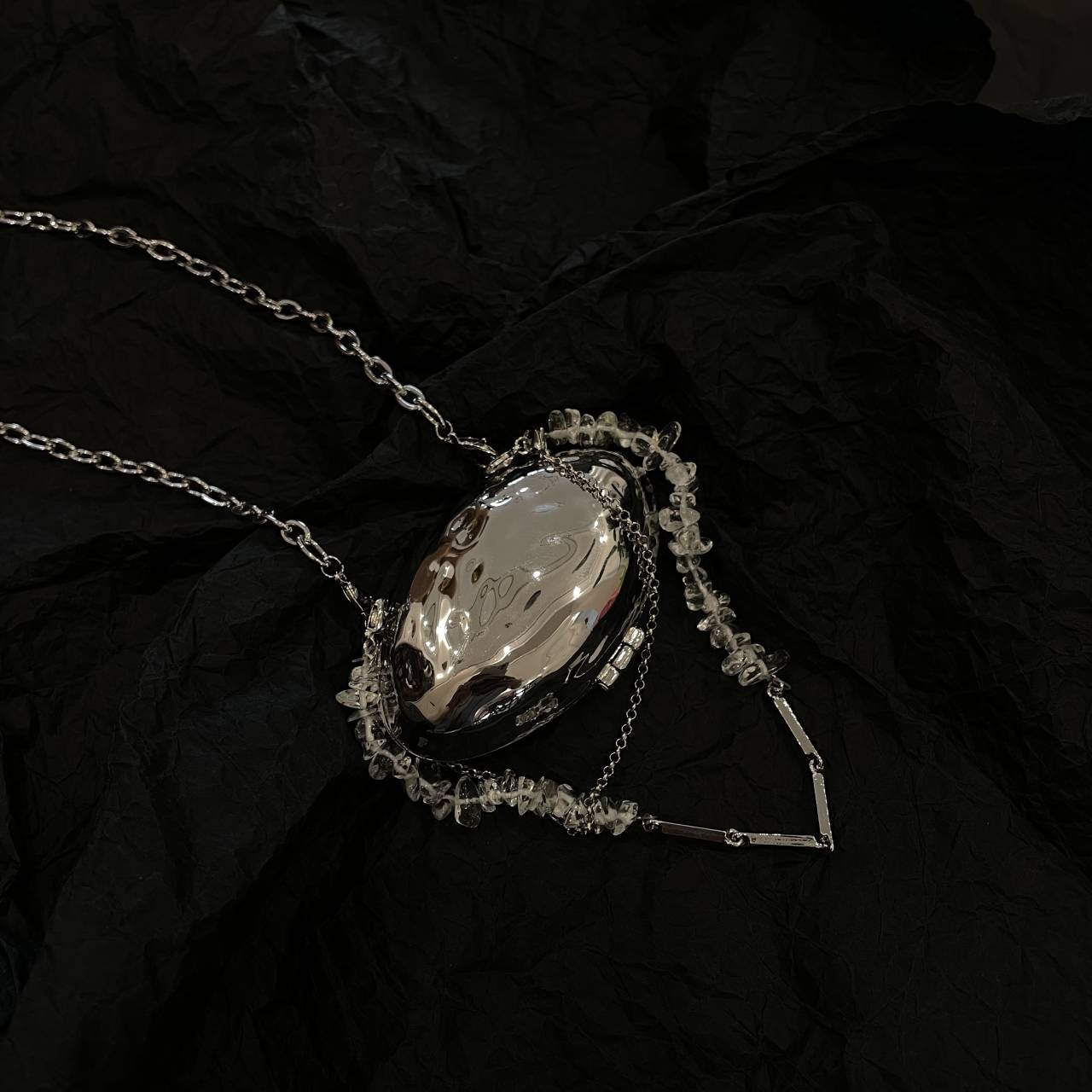 Shell Bag With Silver Metal Accessories