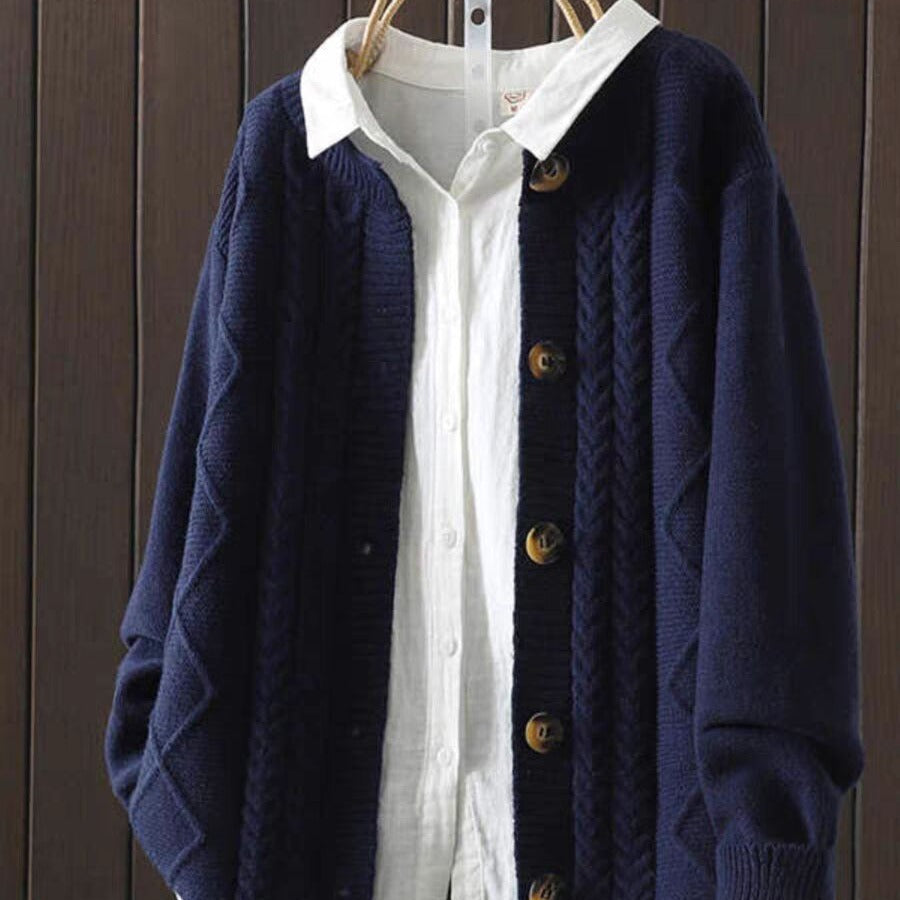 Knitted Cardigan Cable-Knit Sweater Coat For Women
