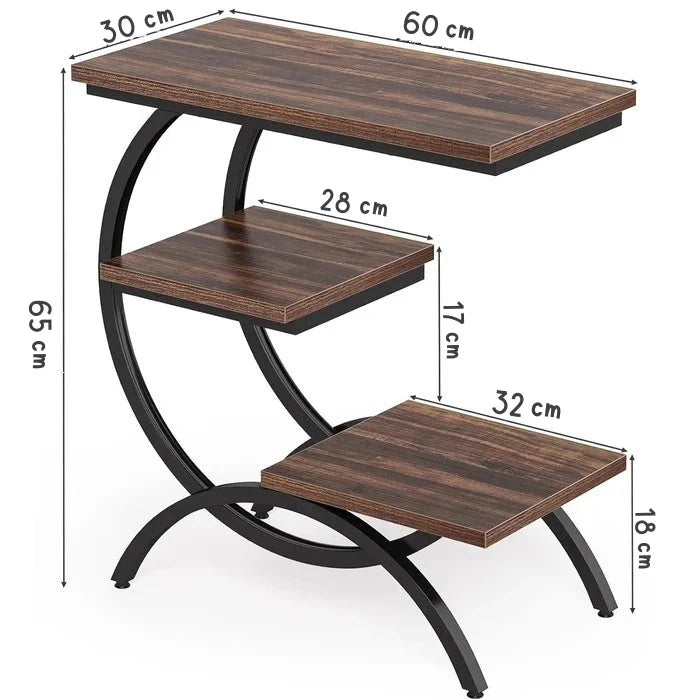 Modern C-Shaped Side Table - Living Room & Bedroom Accent Table with Curved Metal Frame