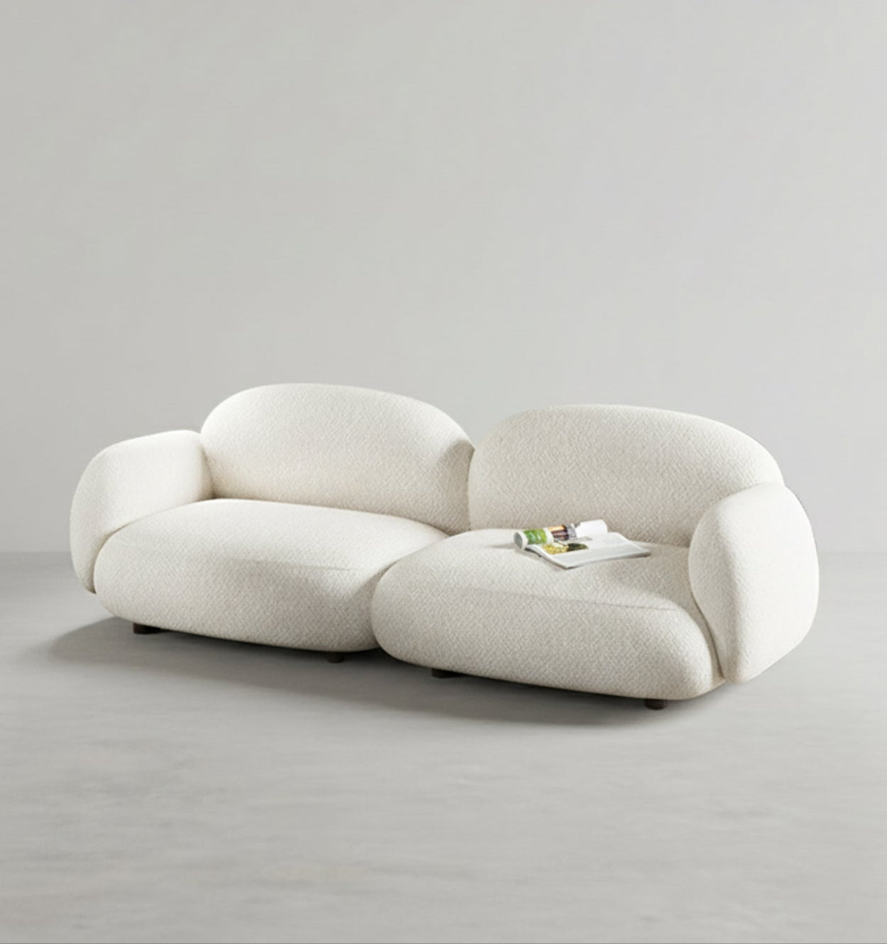 Caden Cloud Two Seater Sofa, White Boucle