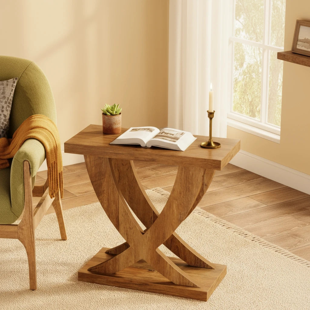 Sculptural Trestle Side Table