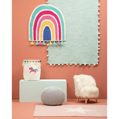Pink and White Star Rug