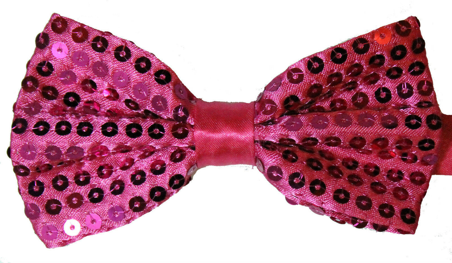 Classic SATIN SEQUIN Dickie Bow Tie Fancy Dress Party Pretied Wrap Around