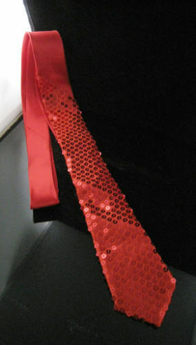 Sequin SATIN SEQUINNED Party Plain 2" Skinny Neck Tie Fancy Dress Magic Show