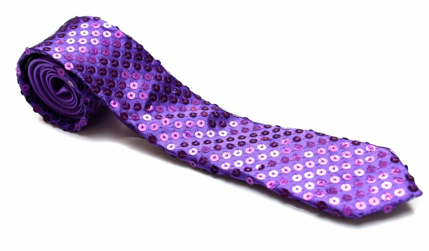 Sequin SATIN SEQUINNED Party Plain 2" Skinny Neck Tie Fancy Dress Magic Show
