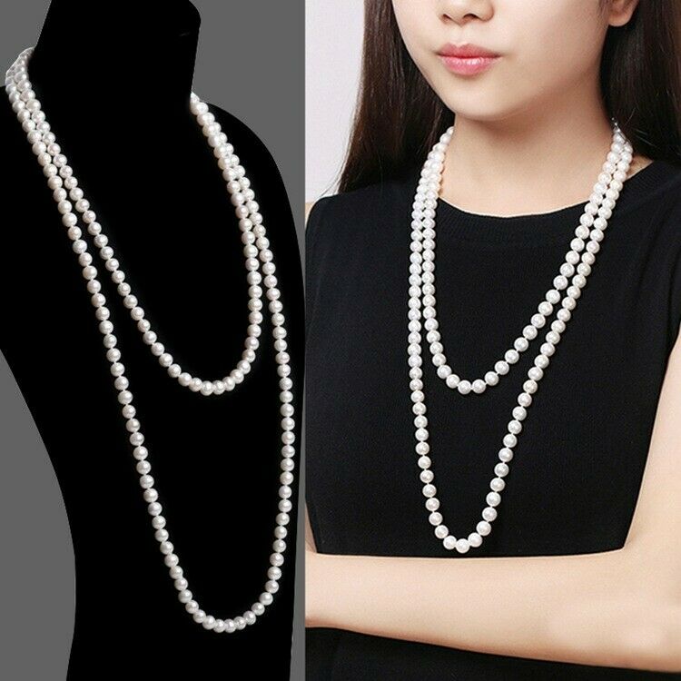 150cm Long multi layer Gatsby PEARL NECKLACE Beaded Chain Wedding Bridal Gift