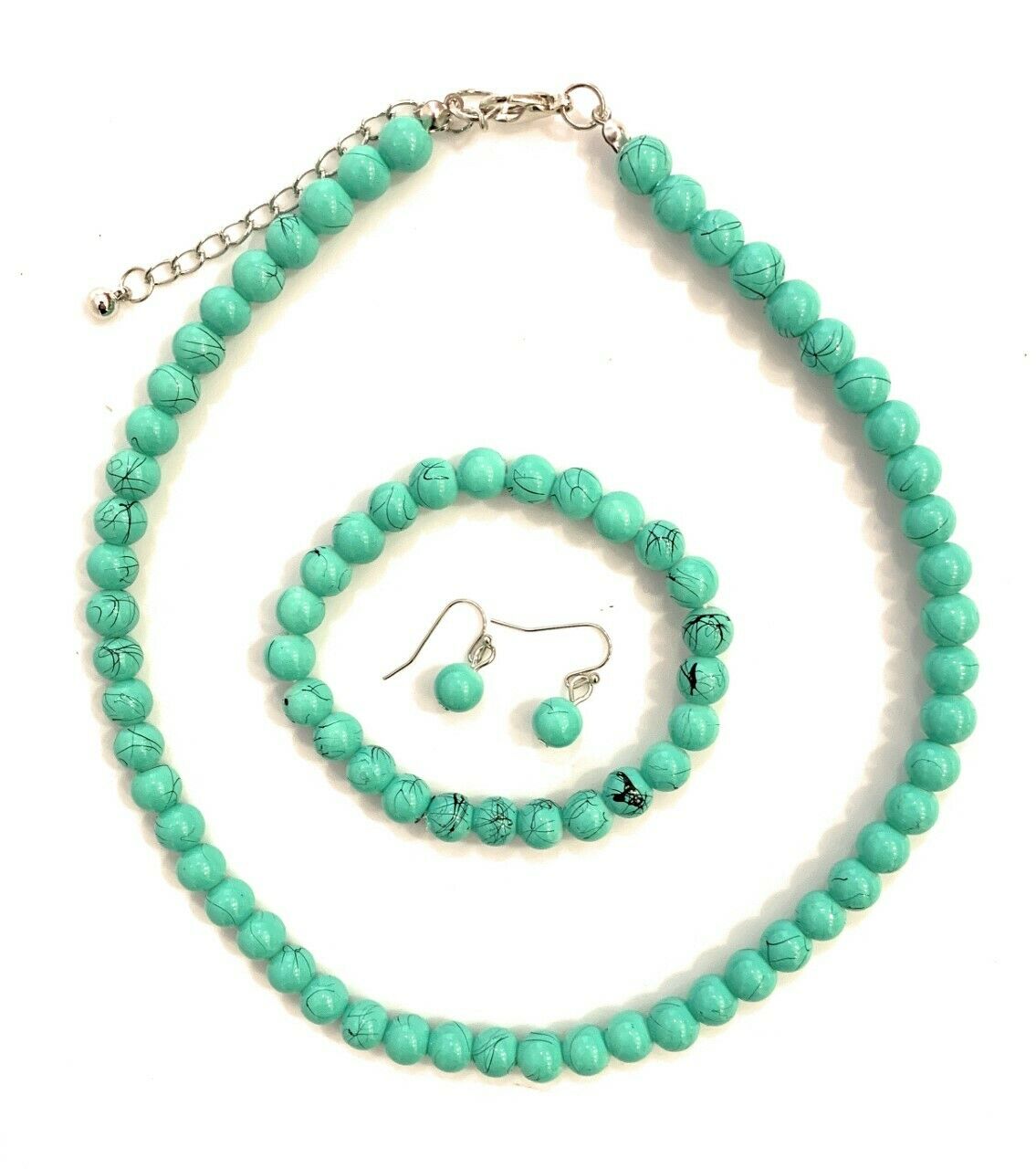 Classic Faux Pearl Necklace Earrings & Bracelet Jewellery Set Vintage