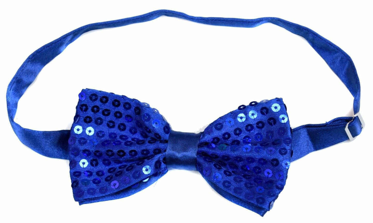 Sequin Satin Shiny Bow Tie Dickie Show Sparkly Fancy Dress Magic Mens Boys