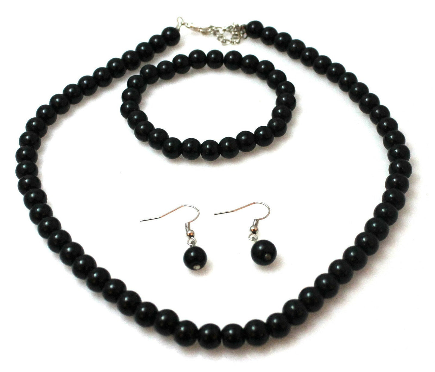 Classic Faux Pearl Necklace Earrings & Bracelet Jewellery Set Vintage