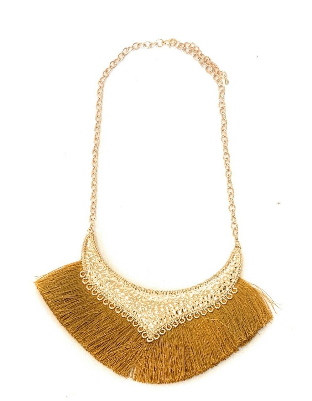 Girls Woman's Gold Tone Statement Tassel Bib Fashion Necklace Chain Gift UK