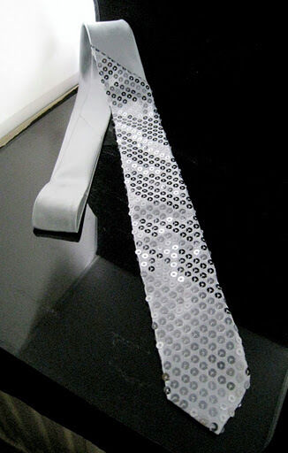 Sequin SATIN SEQUINNED Party Plain 2" Skinny Neck Tie Fancy Dress Magic Show