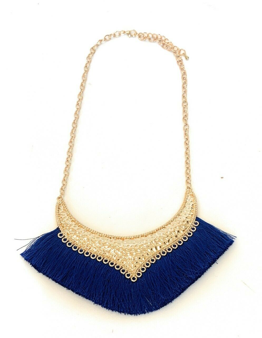 Girls Woman's Gold Tone Statement Tassel Bib Fashion Necklace Chain Gift UK