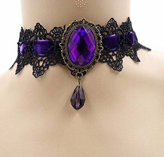 Gothic Black Lace Necklace Collar Choker Halloween Retro Vintage Chain Vampire