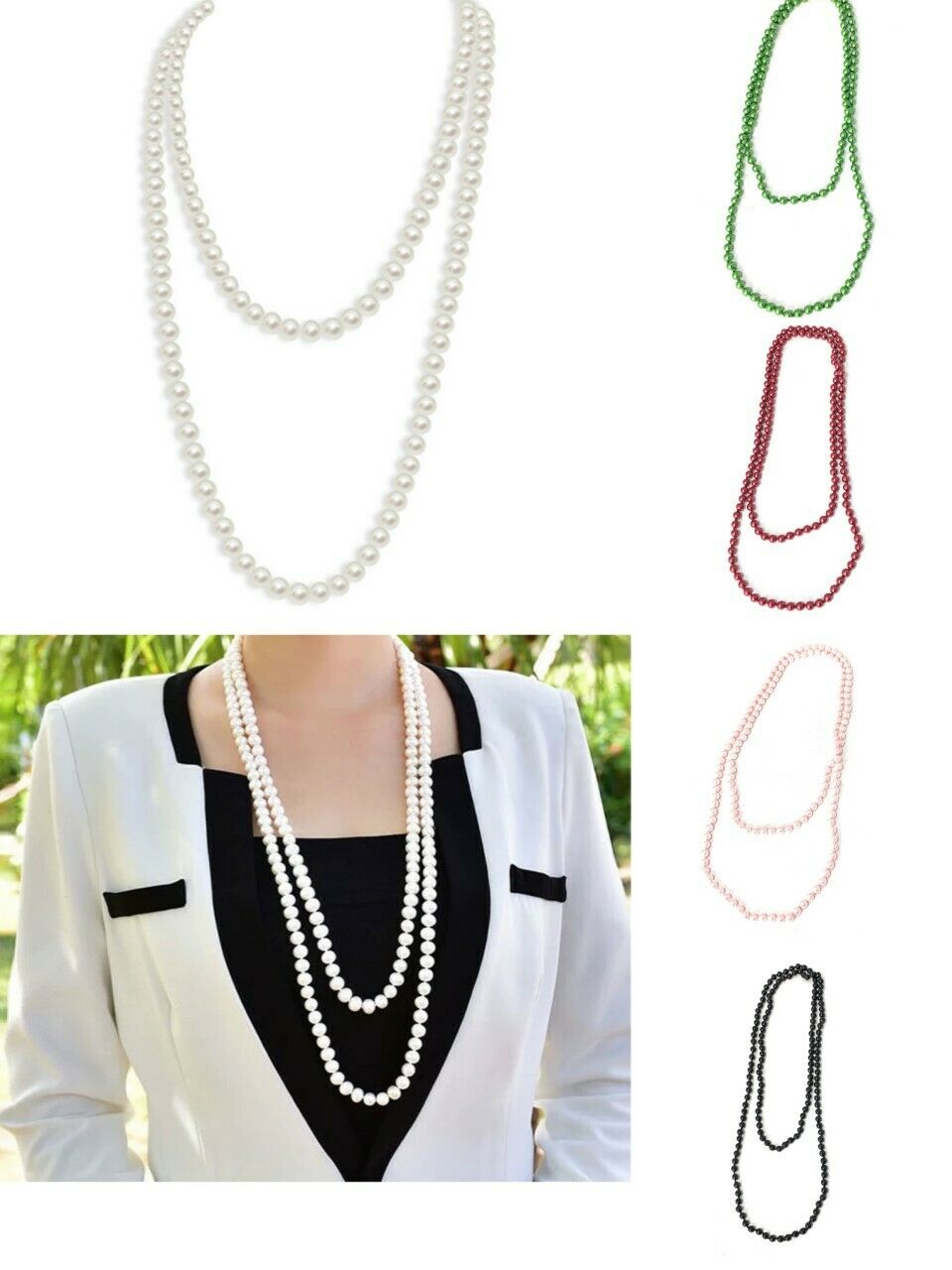 150cm Long multi layer Gatsby PEARL NECKLACE Beaded Chain Wedding Bridal Gift