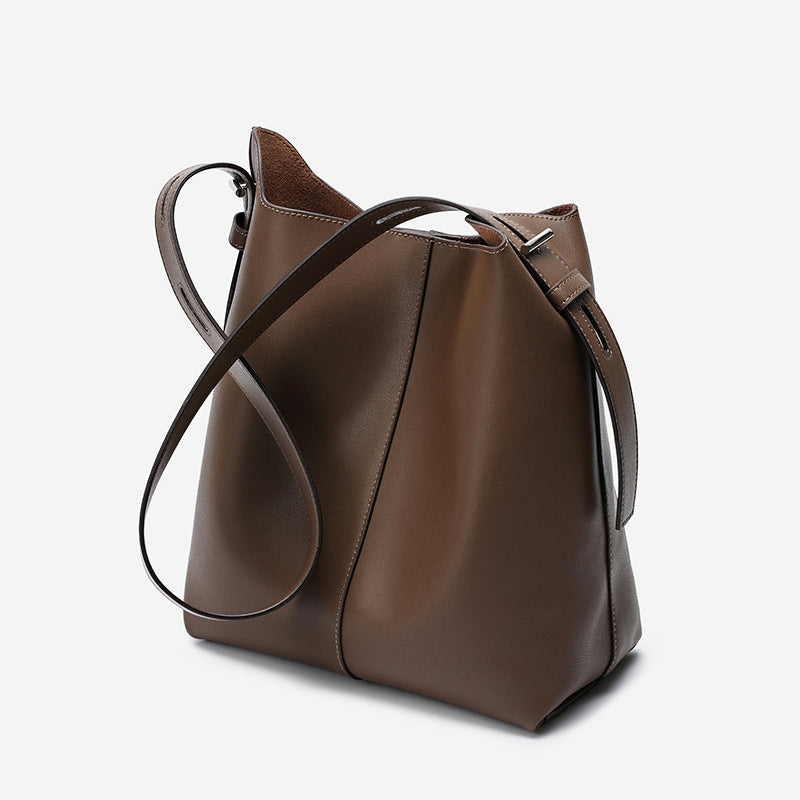 Genuine Leather Large-capacity Bucket Shoulder Messenger Bag