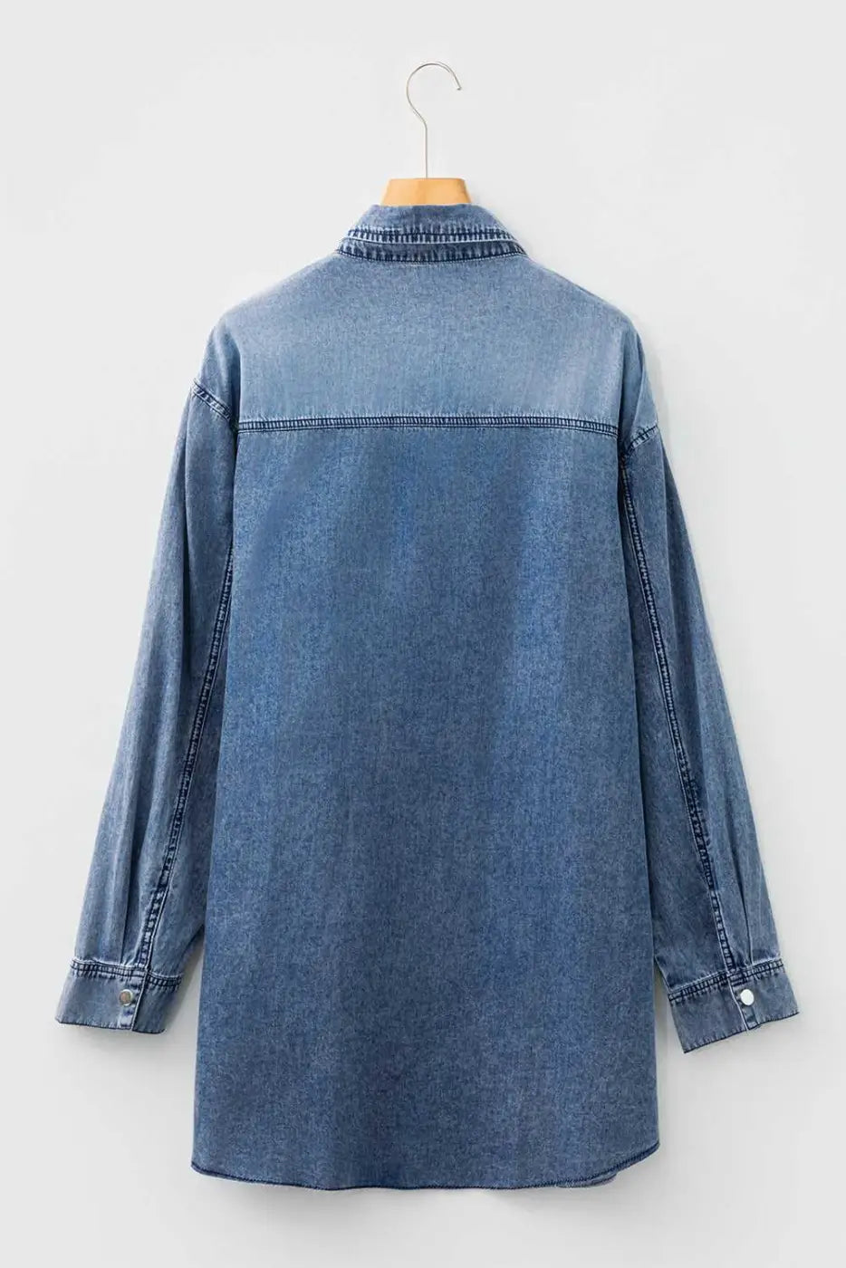 Raw Hem Oversized Denim Shirt Dress Women UK