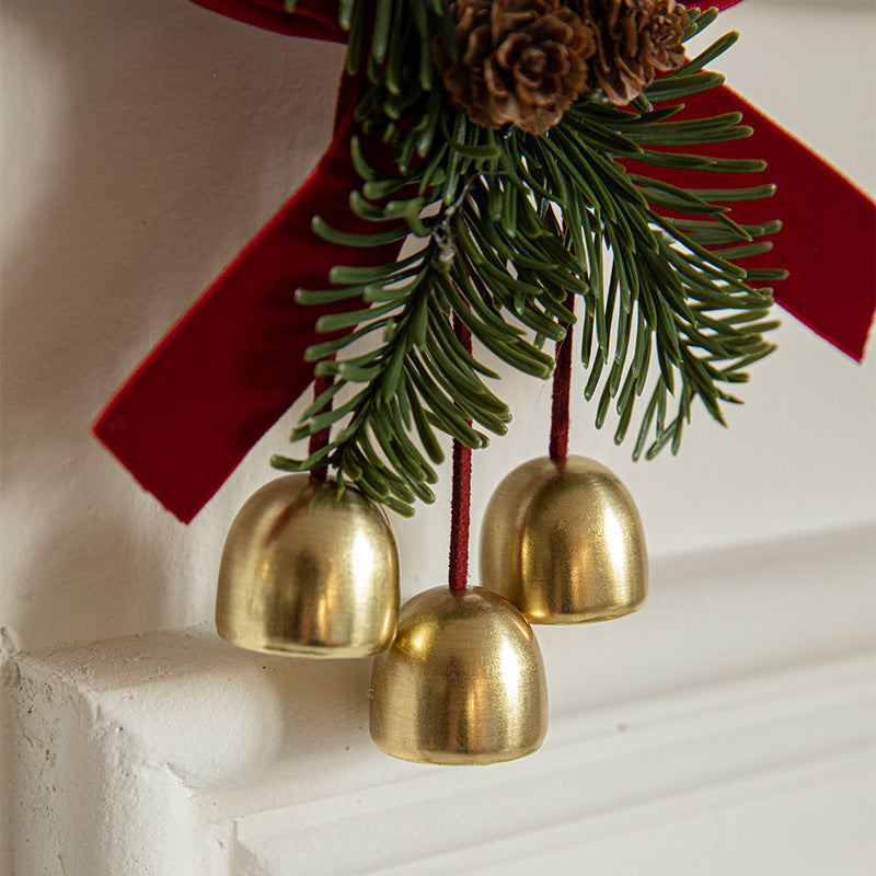 Christmas Little Bell Shape Velvet Bow Small Hanging Piece