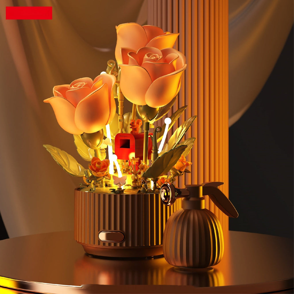 Preserved Flower Building Blocks Motion Flowers Model Birthday Valentine's Day Gift