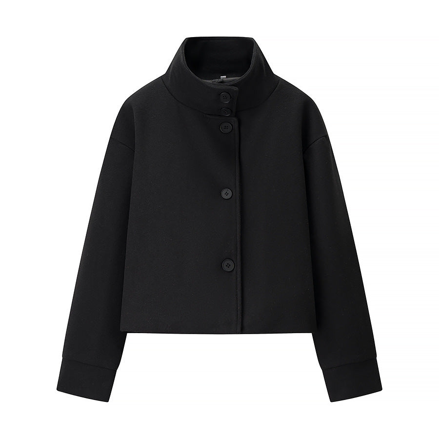 Commuter's All-matching Stand Collar Breasted Woolen Coat