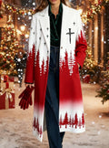 Printed Casual Lapel Long-sleeved Long Coat