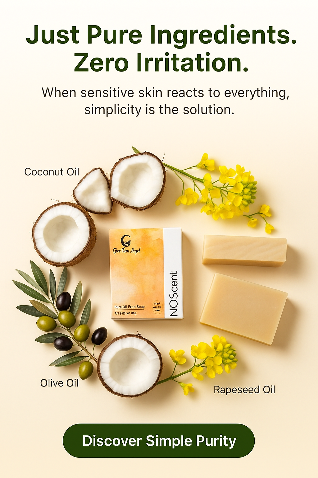 No Scent - Gentle, Soothing & Pure Unscented Soap
