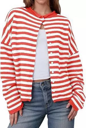 European And American Commuters' Knitted Shirt Soft Glutinous Stripes