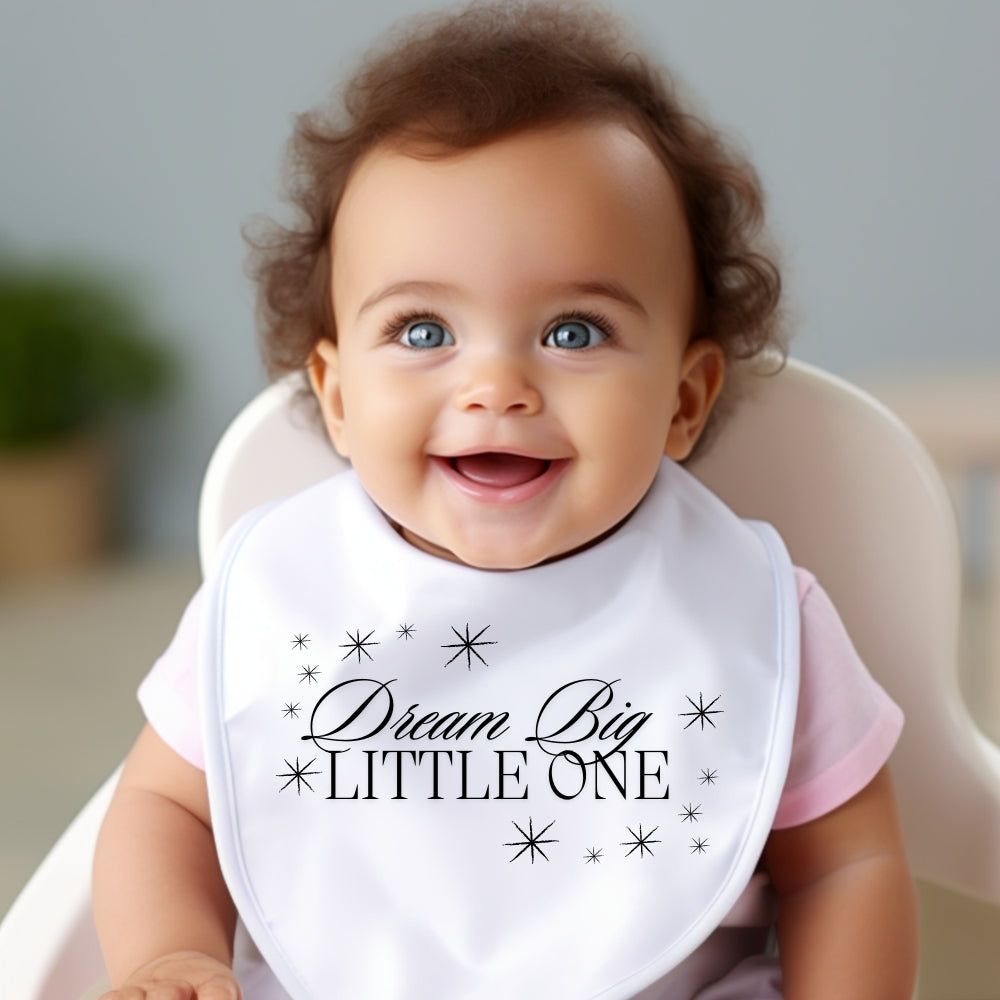 Personalised Dream Big Little One Baby Grow, Vest or Bib with Name